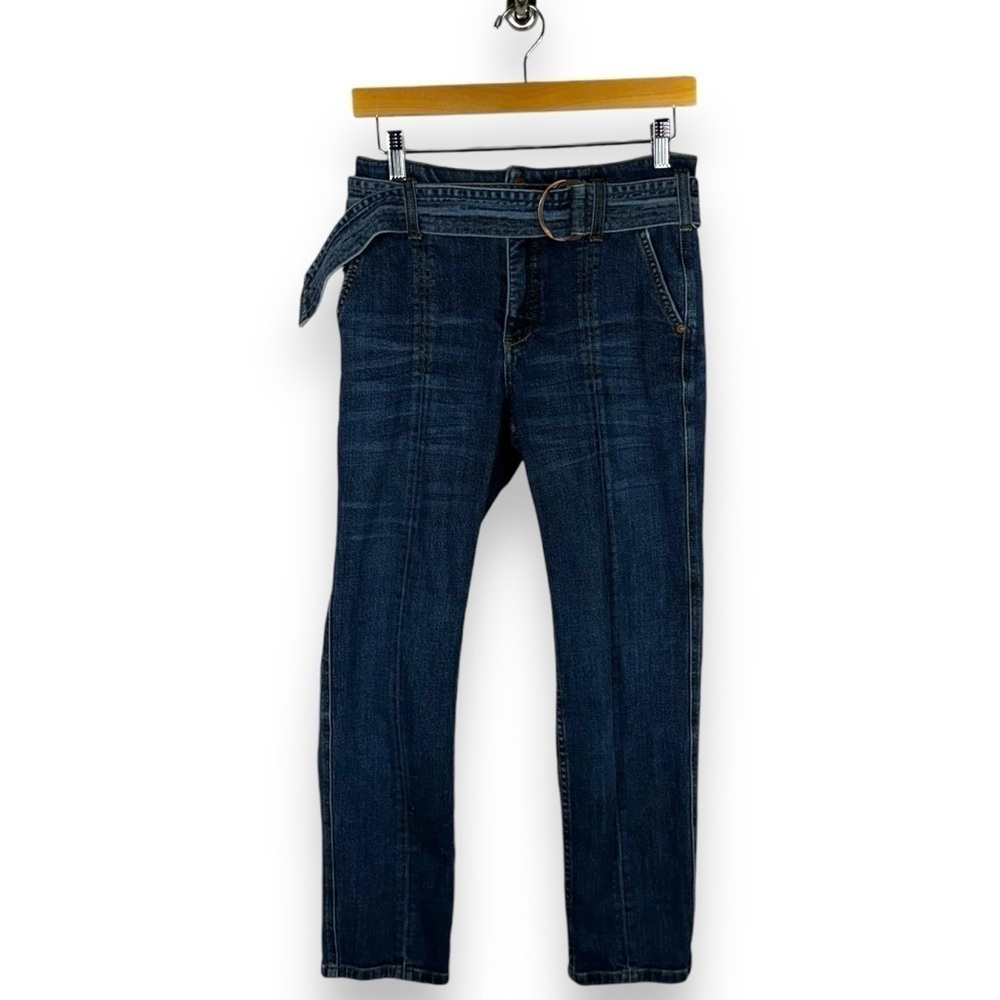 Pilcro Belted High-Rise Slim Straight Leg Crop Jeans, Medium Wash, Size 26